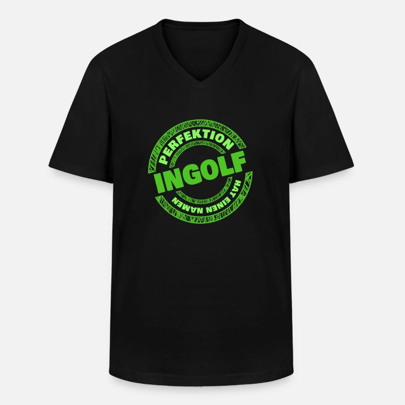 Perfektion Ingolf - Männer-T-Shirt mit V-Ausschnitt - Schwarz