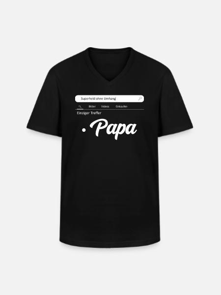 Superheld ohne Umhang Papa - Männer-T-Shirt mit V-Ausschnitt - Schwarz