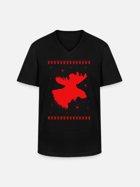 Elk Christmas Reindeer Deer - Men's V-Neck T-Shirt - black