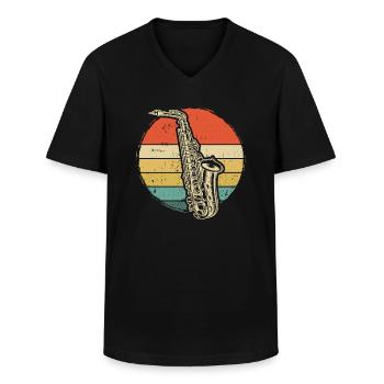 Saxophon Saxophonspieler Saxophonist - Männer-T-Shirt mit V-Ausschnitt - Schwarz - Vorne - AI Model Male 178 dark (178cm)