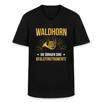 Waldhorn Waldhornspieler Waldhornist - Männer-T-Shirt mit V-Ausschnitt - Schwarz - Vorne - AI Model Male 178 dark (178cm)
