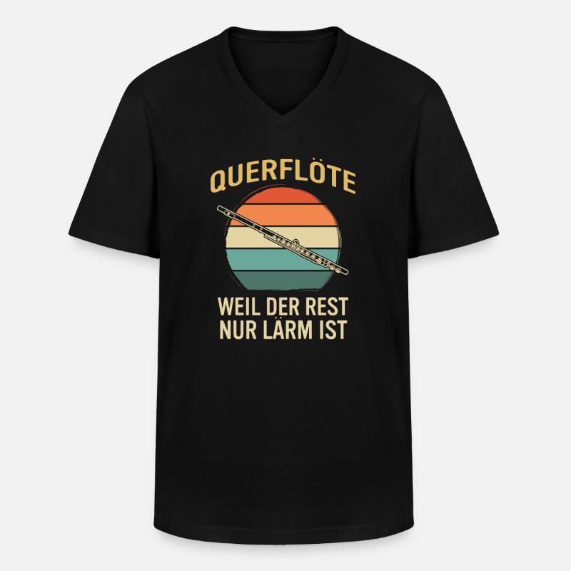 Querflöte Querflötenspieler Querflötist - Männer-T-Shirt mit V-Ausschnitt - Schwarz