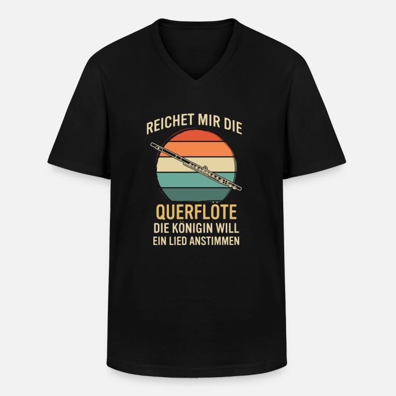 Querflöte Querflötenspieler Querflötist - Männer-T-Shirt mit V-Ausschnitt - Schwarz