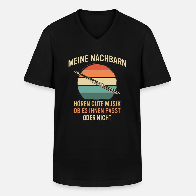 Querflöte Querflötenspieler Querflötist - Männer-T-Shirt mit V-Ausschnitt - Schwarz