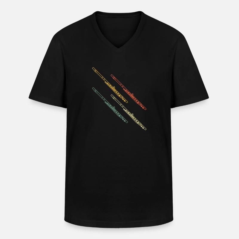 Querflöte Querflötenspieler Querflötist - Männer-T-Shirt mit V-Ausschnitt - Schwarz