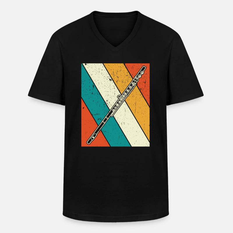 Querflöte Querflötenspieler Querflötist - Männer-T-Shirt mit V-Ausschnitt - Schwarz