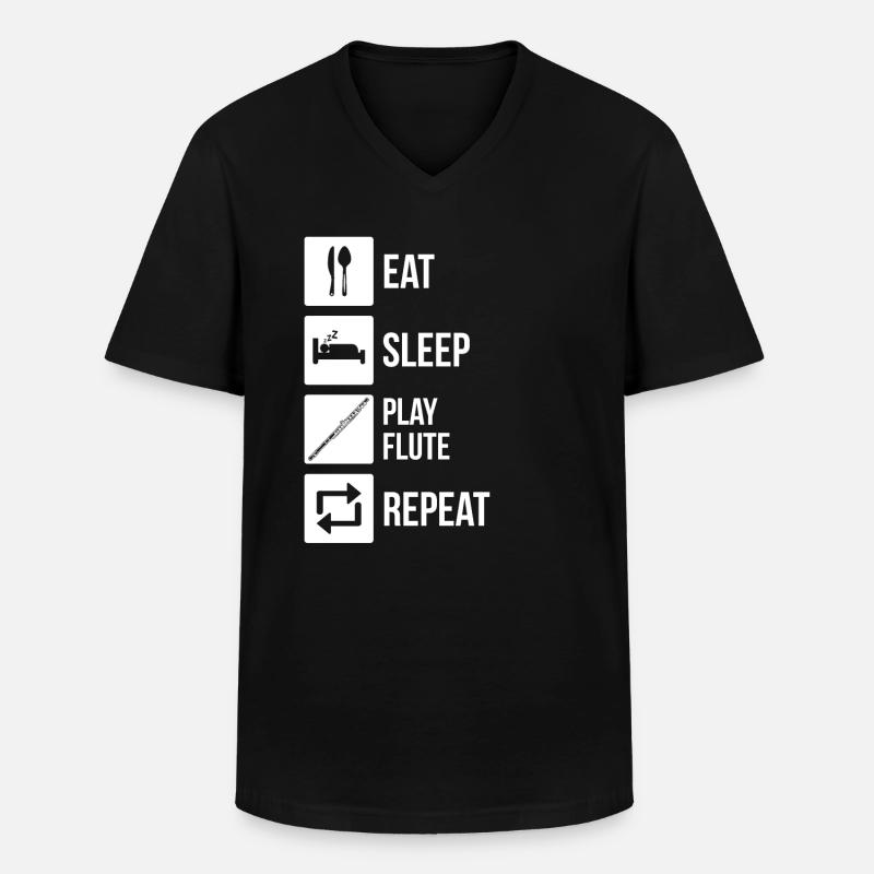 Querflöte Querflötenspieler Querflötist - Männer-T-Shirt mit V-Ausschnitt - Schwarz