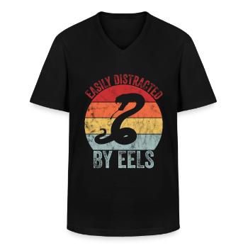 Distracted by eels - Men's V-Neck T-Shirt - black - Front - AI Model Male 178 dark (178cm)