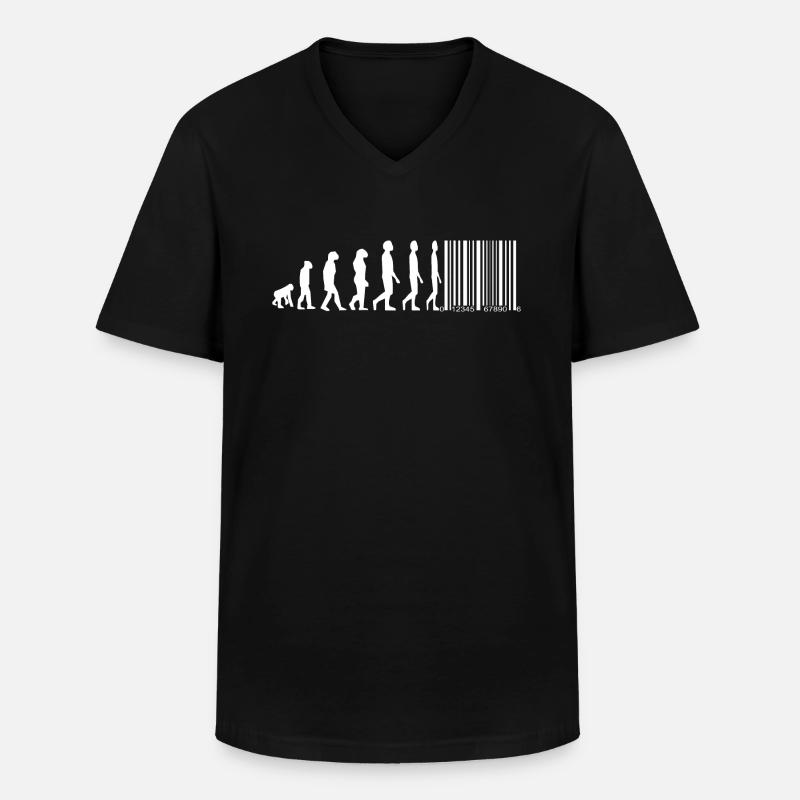 Evolution Barcode - Men's V-Neck T-Shirt - black