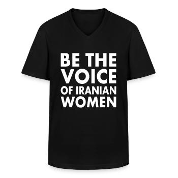 Be the voice of iranian women iran - T-shirt col V Homme - noir - Devant - AI Model Male 178 dark (178cm)