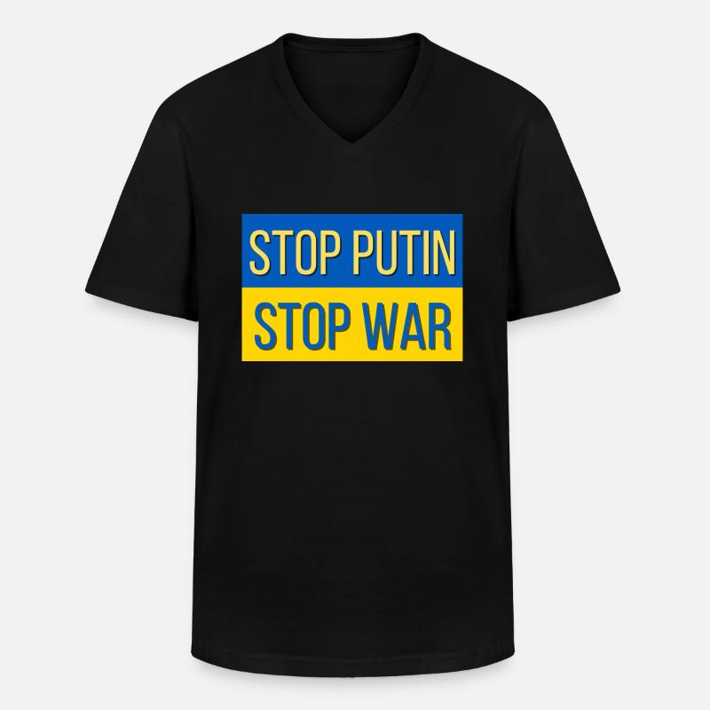 Stop Putin stop war - Männer-T-Shirt mit V-Ausschnitt - Schwarz