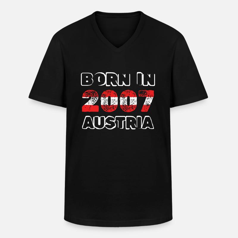 Austria 2007 - Männer-T-Shirt mit V-Ausschnitt - Schwarz