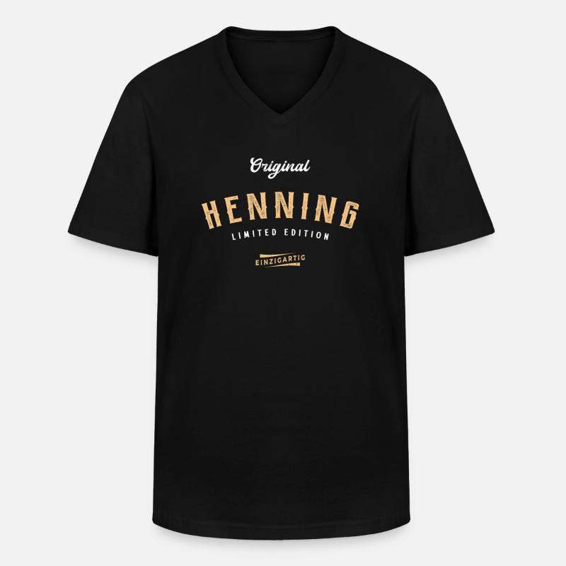 Henning Limited Edition - Männer-T-Shirt mit V-Ausschnitt - Schwarz