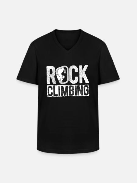 Klettern Bouldern - Männer-T-Shirt mit V-Ausschnitt - Schwarz