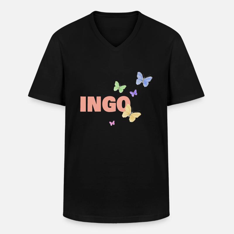 Ingo - Männer-T-Shirt mit V-Ausschnitt - Schwarz