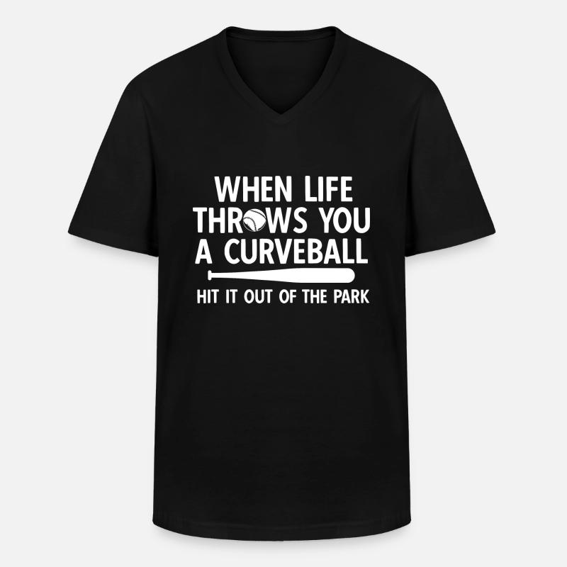 Baseball - Männer-T-Shirt mit V-Ausschnitt - Schwarz