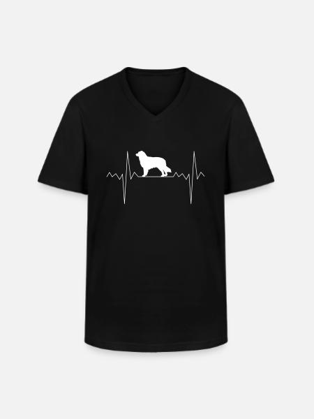 Heartbeat Heart Rate Australian Shepherd - Men's V-Neck T-Shirt - black