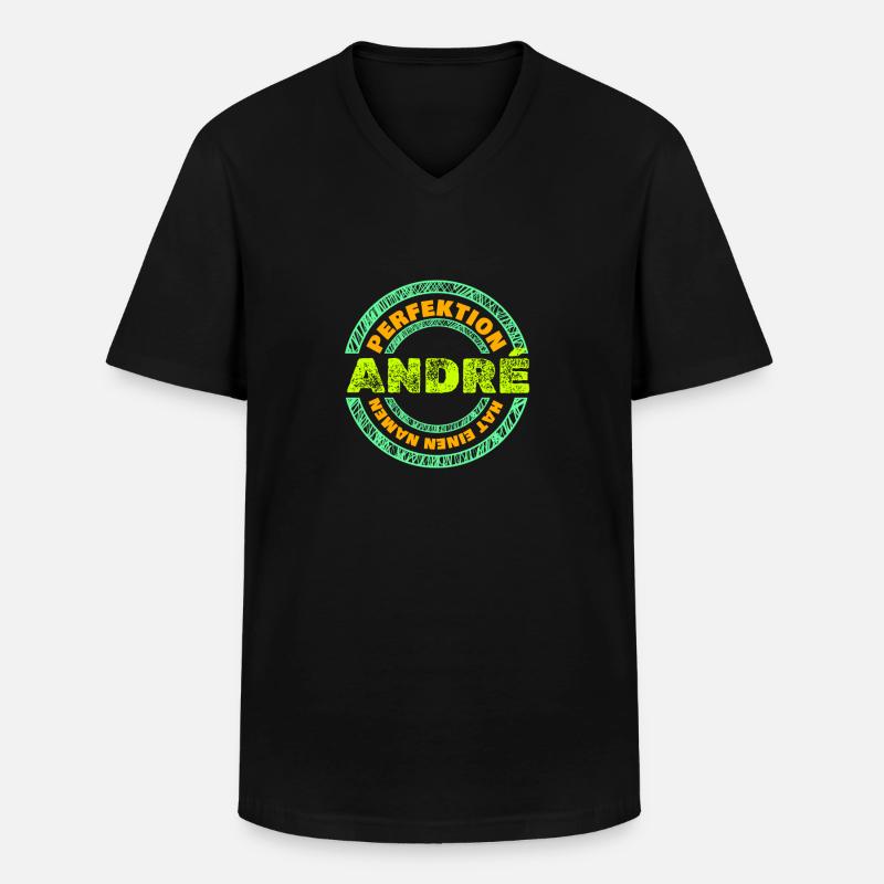 Perfektion Perfekt André - Männer-T-Shirt mit V-Ausschnitt - Schwarz