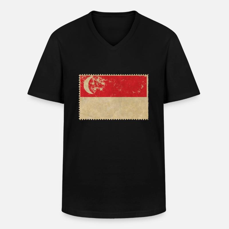 Singapur - Männer-T-Shirt mit V-Ausschnitt - Schwarz
