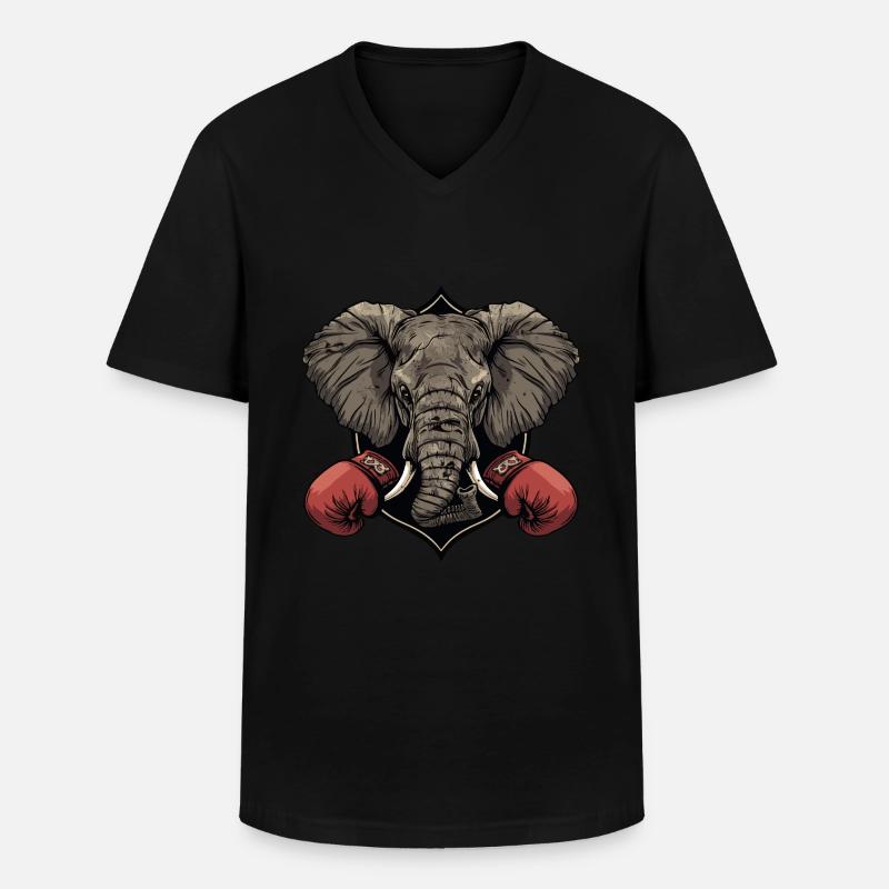 Elefant Boxer MMA Logo - Männer-T-Shirt mit V-Ausschnitt - Schwarz