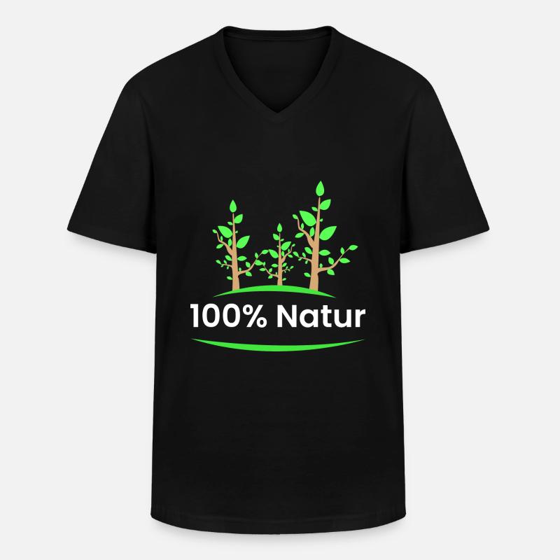 100% Natur - Männer-T-Shirt mit V-Ausschnitt - Schwarz