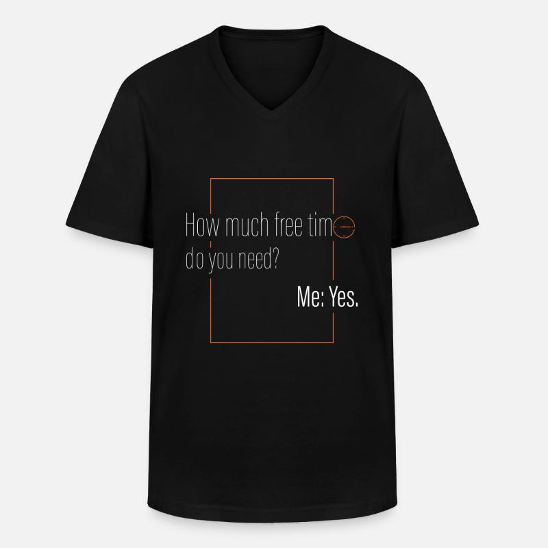 Wie viel Freizeit? - Männer-T-Shirt mit V-Ausschnitt - Schwarz