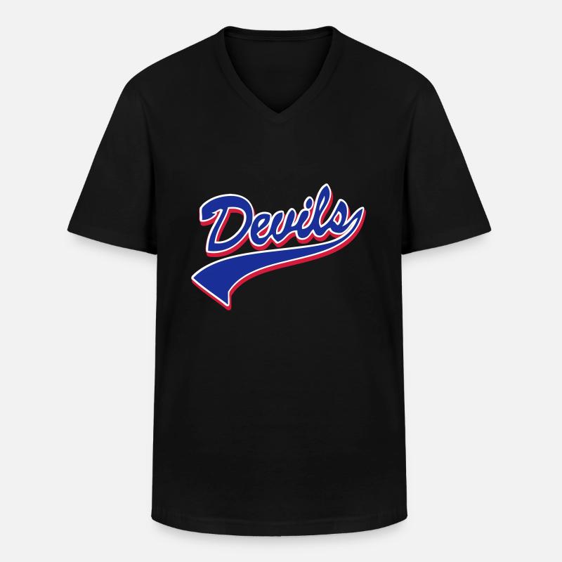 Devils Script Original - Men's V-Neck T-Shirt - black