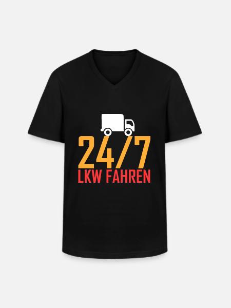 24/7 LKW fahren - Männer-T-Shirt mit V-Ausschnitt - Schwarz