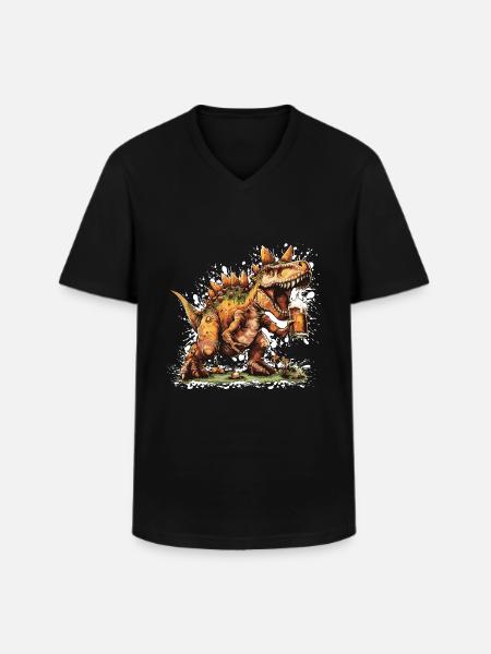 Dinosaurier stegosaurus Bier - Männer-T-Shirt mit V-Ausschnitt - Schwarz