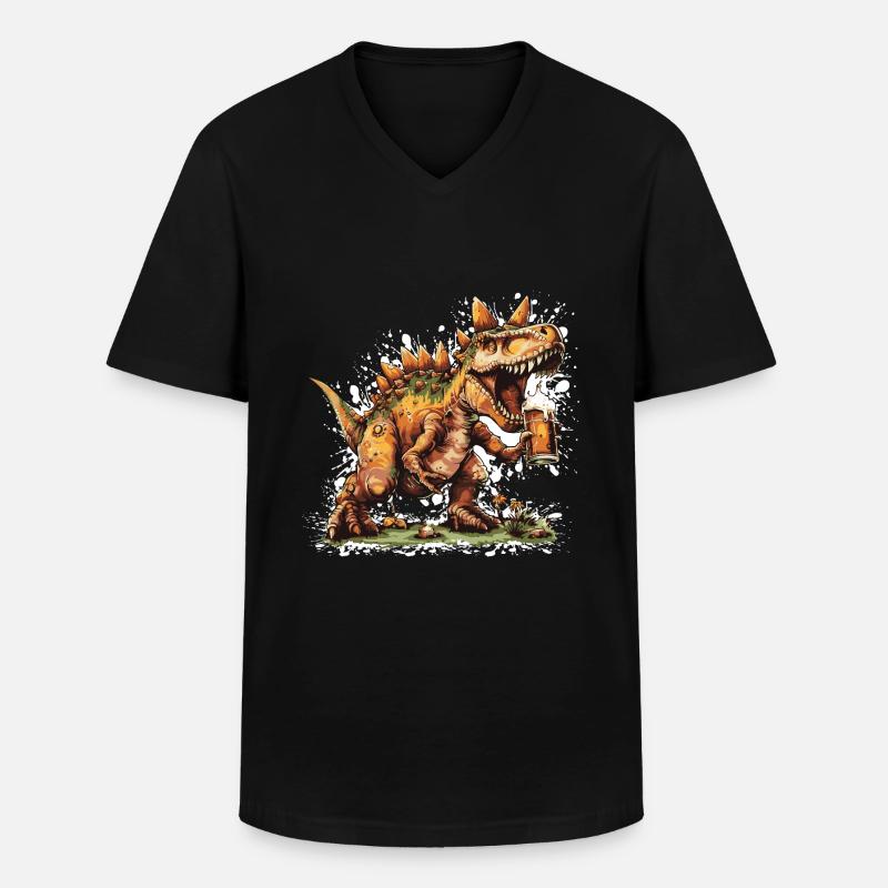 Dinosaurier stegosaurus Bier - Männer-T-Shirt mit V-Ausschnitt - Schwarz