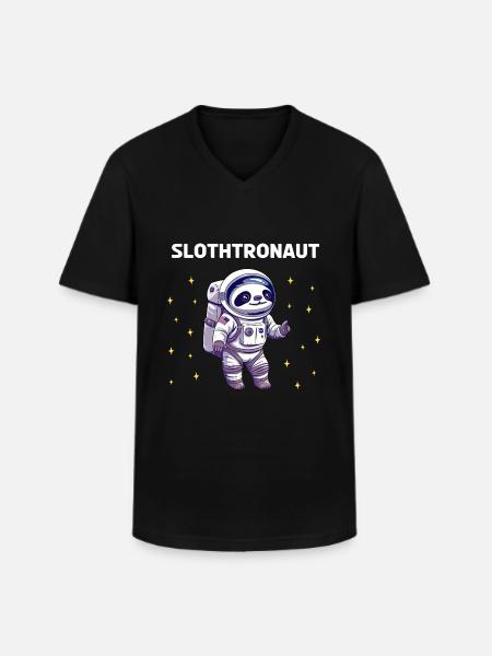 Slothtronaut - Conception d’astronaute - T-shirt col V Homme - noir