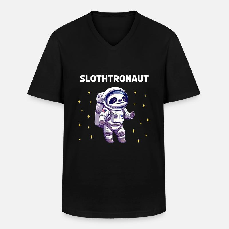 Slothtronaut - Astronautendesign - Männer-T-Shirt mit V-Ausschnitt - Schwarz