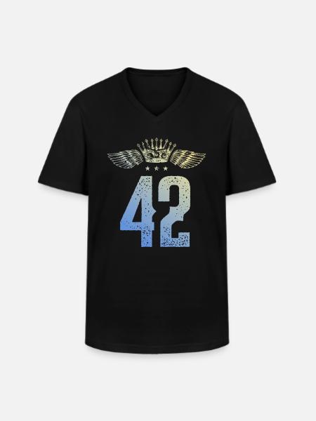 42 Couronne numérique - T-shirt col V Homme - noir