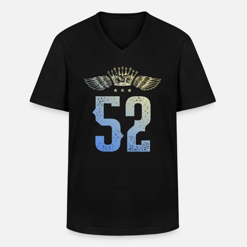 52 Zahl Krone - Männer-T-Shirt mit V-Ausschnitt - Schwarz