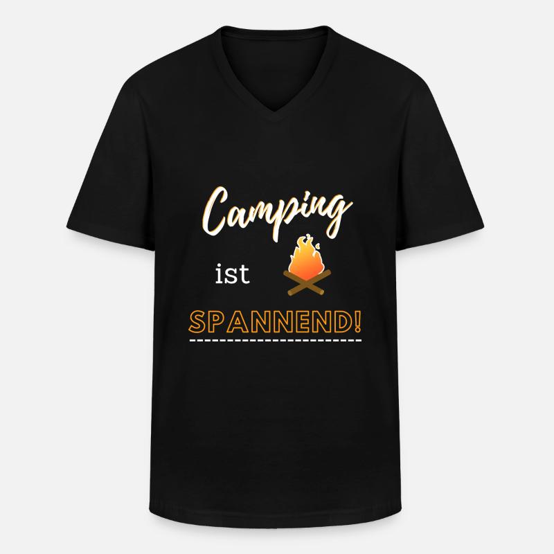 Camping ist spannend! - Männer-T-Shirt mit V-Ausschnitt - Schwarz