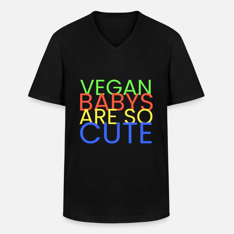 Vegane Babies sind so süß - Männer-T-Shirt mit V-Ausschnitt - Schwarz