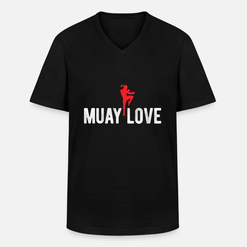 Thaiboxen Muay Thai - Männer-T-Shirt mit V-Ausschnitt - Schwarz