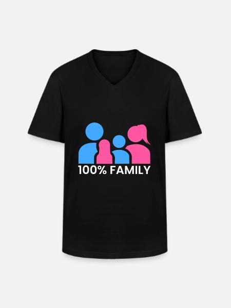 100% family - Men's V-Neck T-Shirt - black
