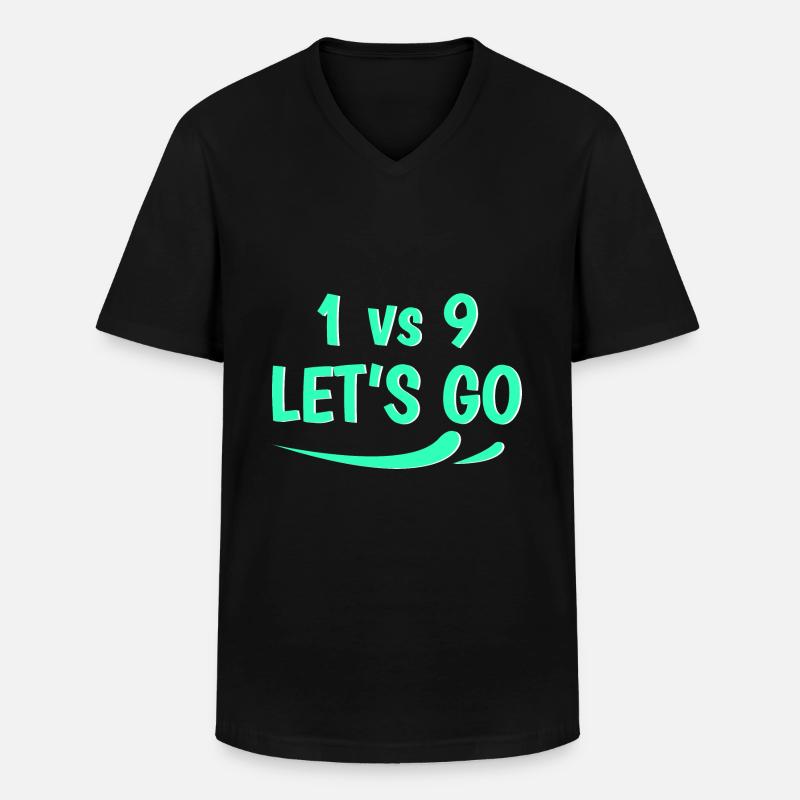 1 vs 9 lets go - Männer-T-Shirt mit V-Ausschnitt - Schwarz
