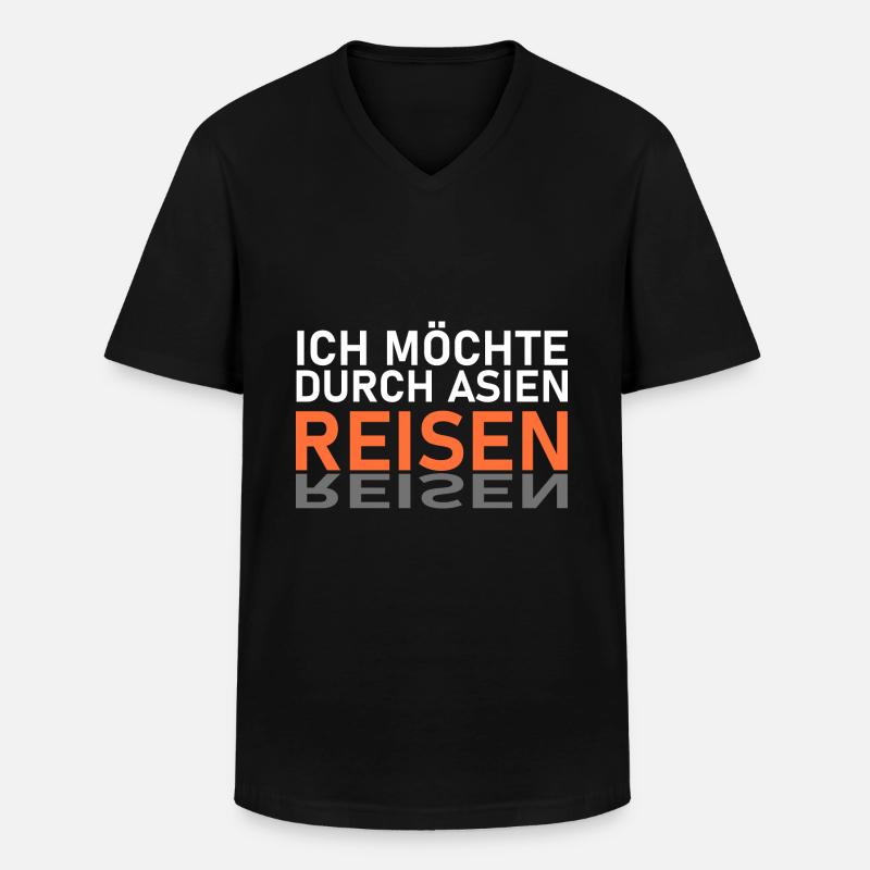 Asien Reise - Männer-T-Shirt mit V-Ausschnitt - Schwarz