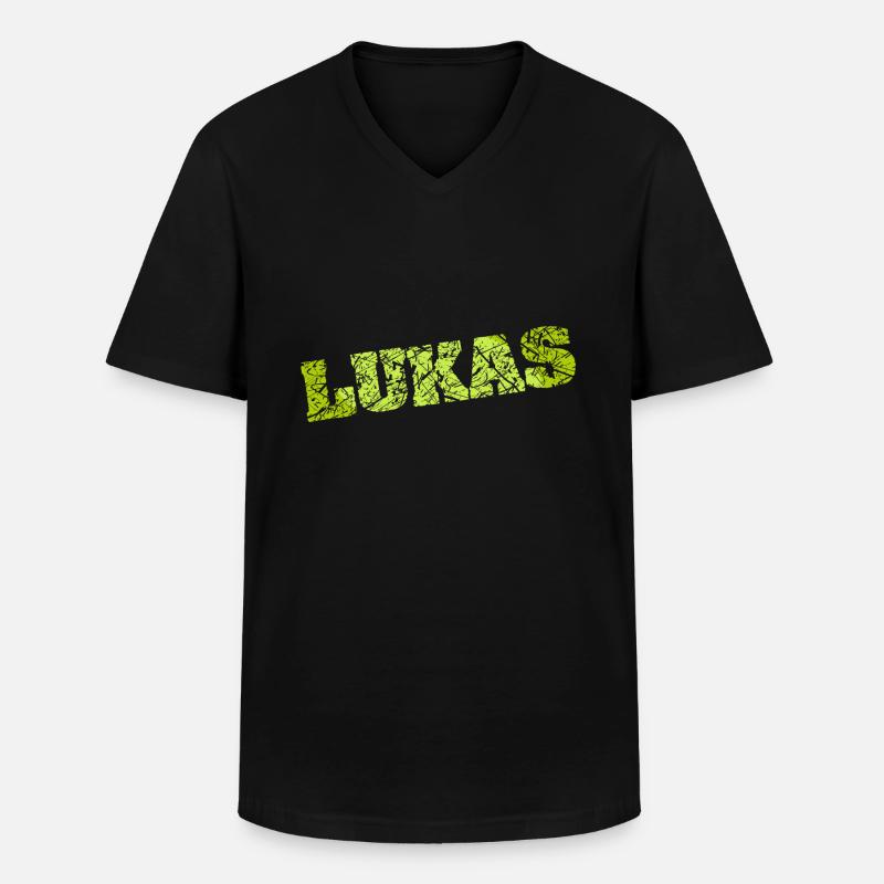 Lukas - Männer-T-Shirt mit V-Ausschnitt - Schwarz