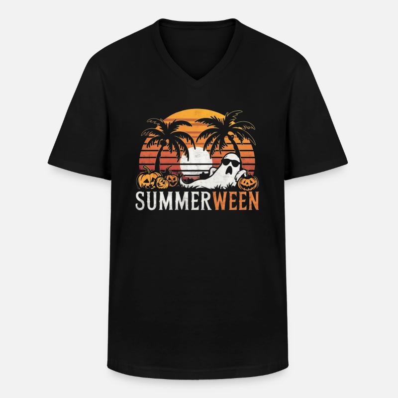 Summerween Geist - Männer-T-Shirt mit V-Ausschnitt - Schwarz