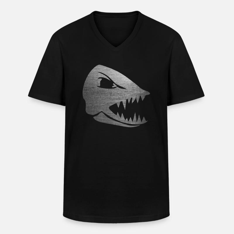 Fischkopf - Männer-T-Shirt mit V-Ausschnitt - Schwarz