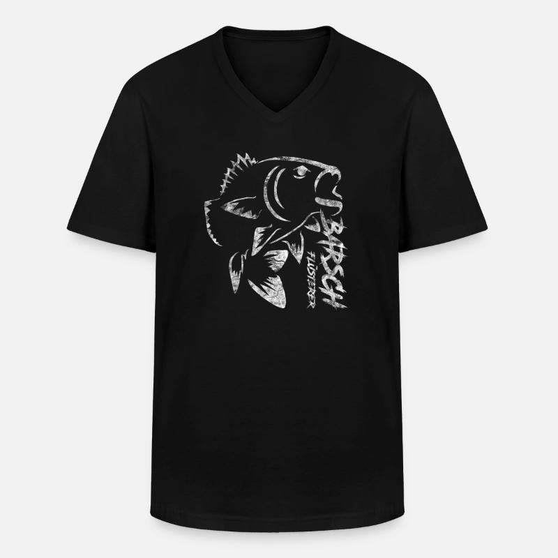 Barsch Profi Angeln - Männer-T-Shirt mit V-Ausschnitt - Schwarz