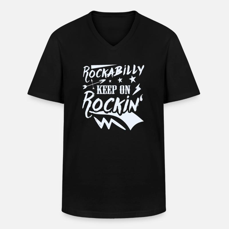 Rockabilly - Keep on Rocking - Männer-T-Shirt mit V-Ausschnitt - Schwarz