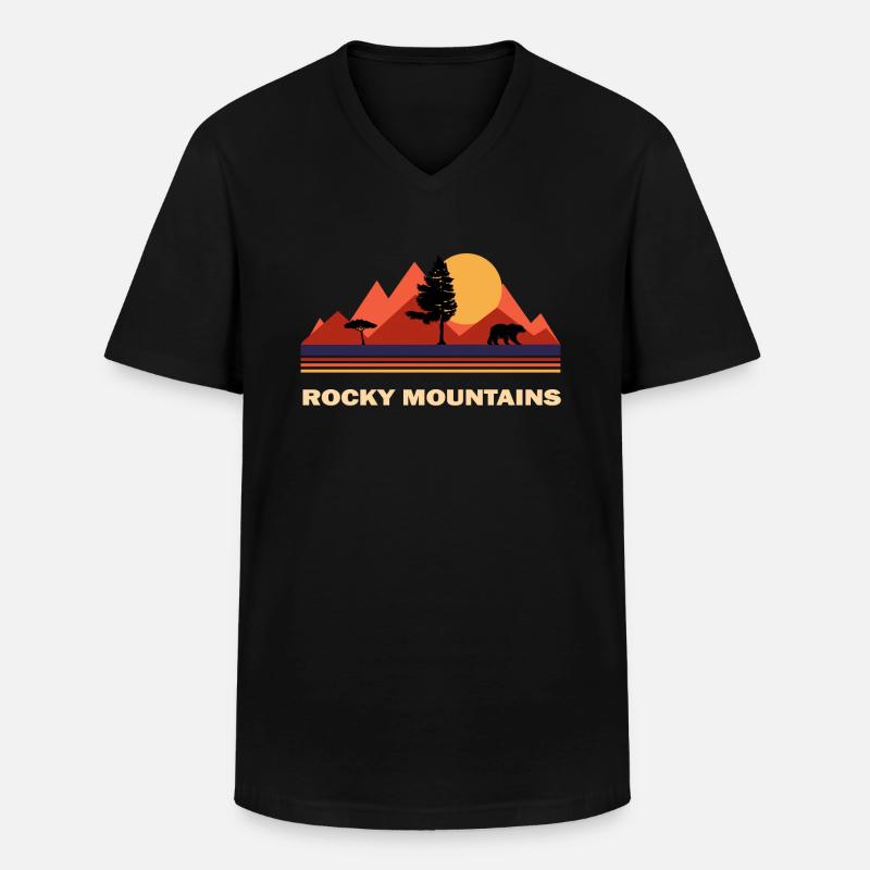 Rocky Mountains - Männer-T-Shirt mit V-Ausschnitt - Schwarz