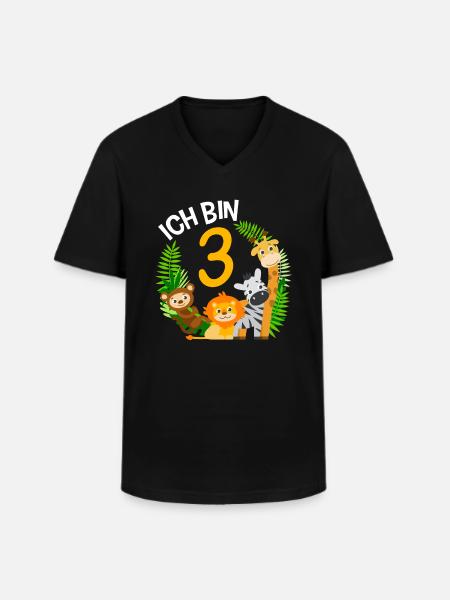 3rd birthday shirt jungle third - Men's V-Neck T-Shirt - black