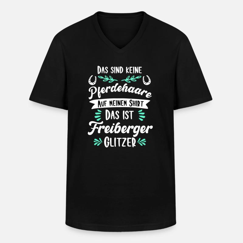 Freiberger Glitzer Pferd Spruch Geschenk - Männer-T-Shirt mit V-Ausschnitt - Schwarz