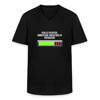 Idée cadeau pour ado homme cadeau sarcasme humour - T-shirt col V Homme - noir - Devant - AI Model Male 178 dark (178cm)