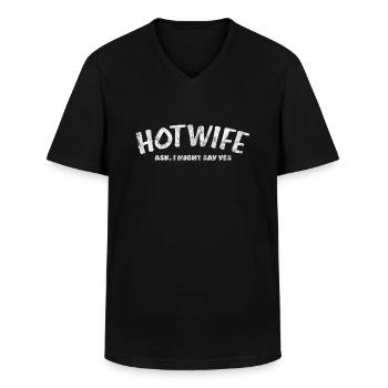 Naughty Swinging Hotwife Distressed Vintage - Men's V-Neck T-Shirt - black - Front - AI Model Male 178 dark (178cm)